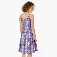 Poni Aloha Hawaii Midi Dress Plumeria Lei With Palaka Motif - Polynesian Pride