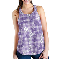 Poni Aloha Hawaii Women Racerback Tank Plumeria Lei With Palaka Motif - Polynesian Pride