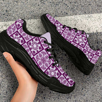 Poni Palaka Quilt Hawaii Chunky Sneakers Hawaiian Tropical Monstera Sea Turtle