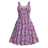 Poni Palaka Quilt Hawaii Midi Dress Hawaiian Tropical Monstera Sea Turtle