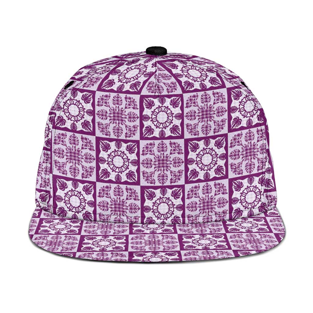 Poni Palaka Quilt Hawaii Snapback Cap Hawaiian Tropical Monstera Sea Turtle