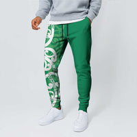 Pounamu Green Maori Jogger Pants Koru Kowhaiwhai