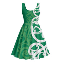 Pounamu Green Maori Midi Dress Koru Kowhaiwhai