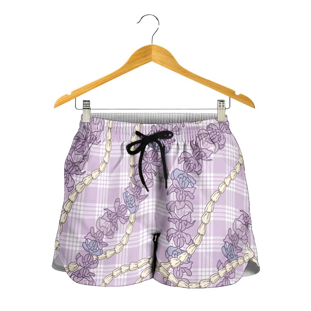 Pua Kalaunu Lei Shorts for Women Palaka Pattern