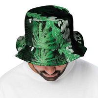 Puakenikeni Maile Lei Bucket Hat Frangipani Green Tropical Leaves
