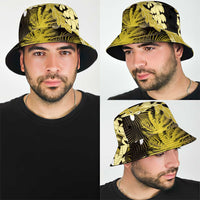 Puakenikeni Maile Lei Bucket Hat Frangipani Yellow Tropical Leaves