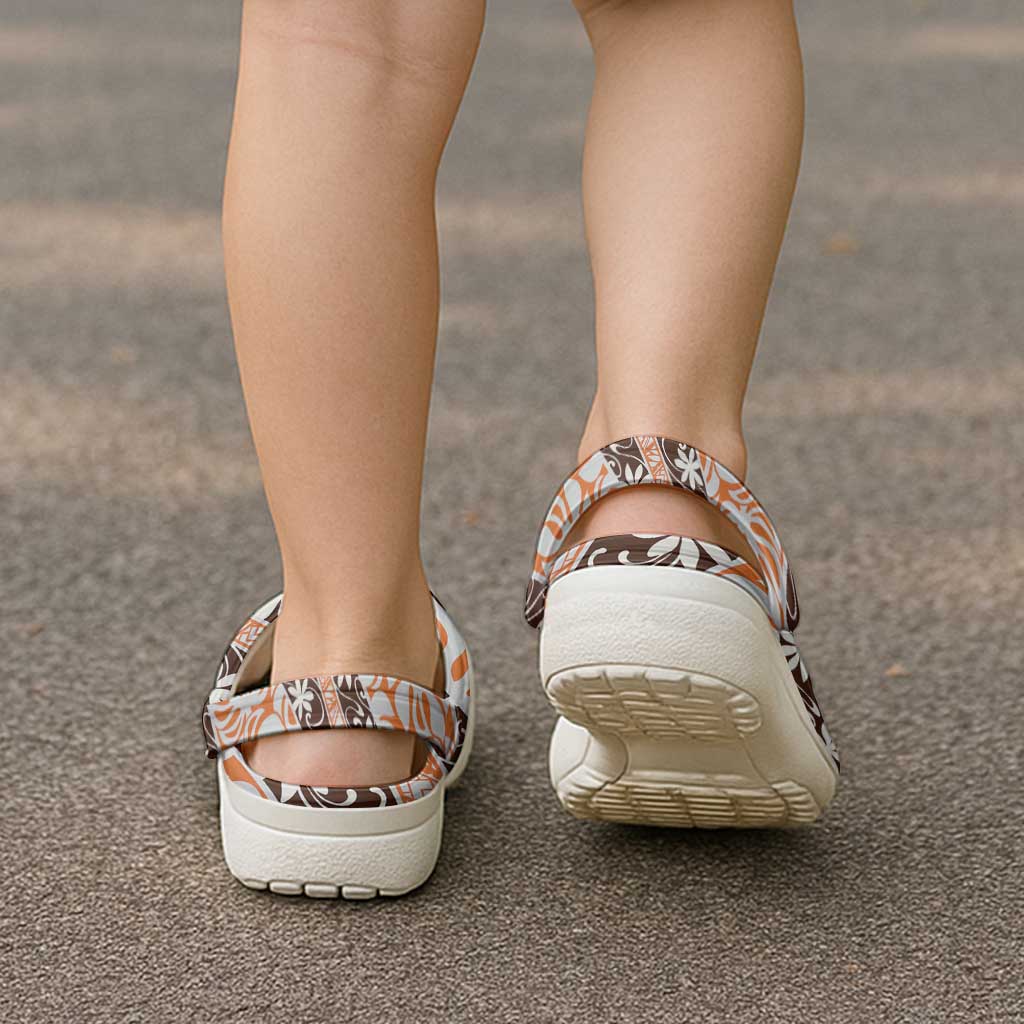 Puatou Tahiti Tiare Monstera Clogs Shoes Polynesian Pattern Curve Style - Polynesian Pride