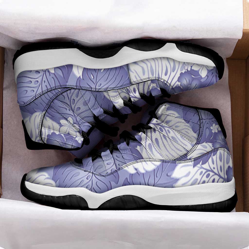 Purple Aloha Hawaii Sneakers J11 Monstera Hibiscus Plumeria Seamless Vibes LT14 - Polynesian Pride