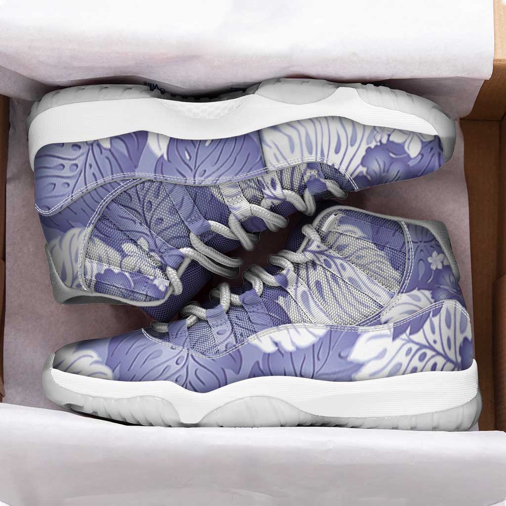 Purple Aloha Hawaii Sneakers J11 Monstera Hibiscus Plumeria Seamless Vibes LT14 - Polynesian Pride