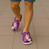 Purple Banana Leaf Hawaii Clogs Shoes Lau Maia Plumeria Tropical Summer Vibes LT14 - Polynesian Pride