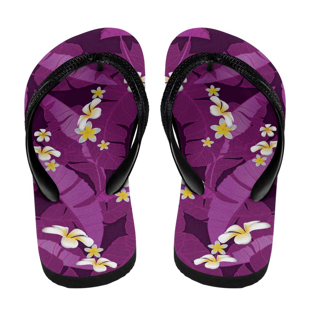 Purple Banana Leaf Hawaii Flip Flops Lau Maia Plumeria Tropical Summer Vibes LT14 - Polynesian Pride