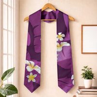 Purple Banana Leaf Hawaii Graduation Stole Lau Maia Plumeria Tropical Summer Vibes LT14 One Size Purple - Polynesian Pride