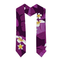 Purple Banana Leaf Hawaii Graduation Stole Lau Maia Plumeria Tropical Summer Vibes LT14 - Polynesian Pride
