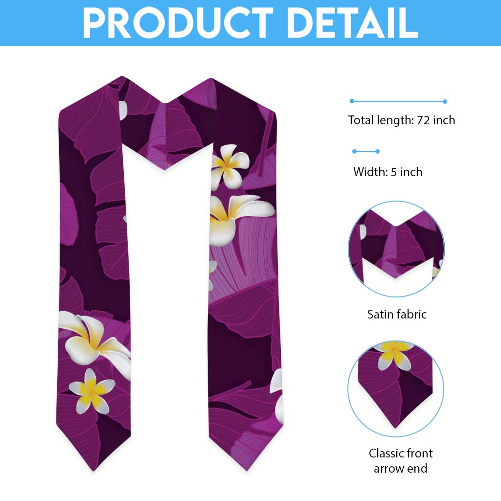 Purple Banana Leaf Hawaii Graduation Stole Lau Maia Plumeria Tropical Summer Vibes LT14 - Polynesian Pride