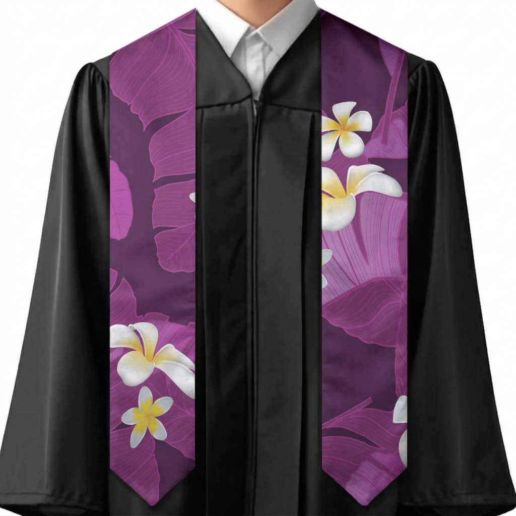Purple Banana Leaf Hawaii Graduation Stole Lau Maia Plumeria Tropical Summer Vibes LT14 - Polynesian Pride
