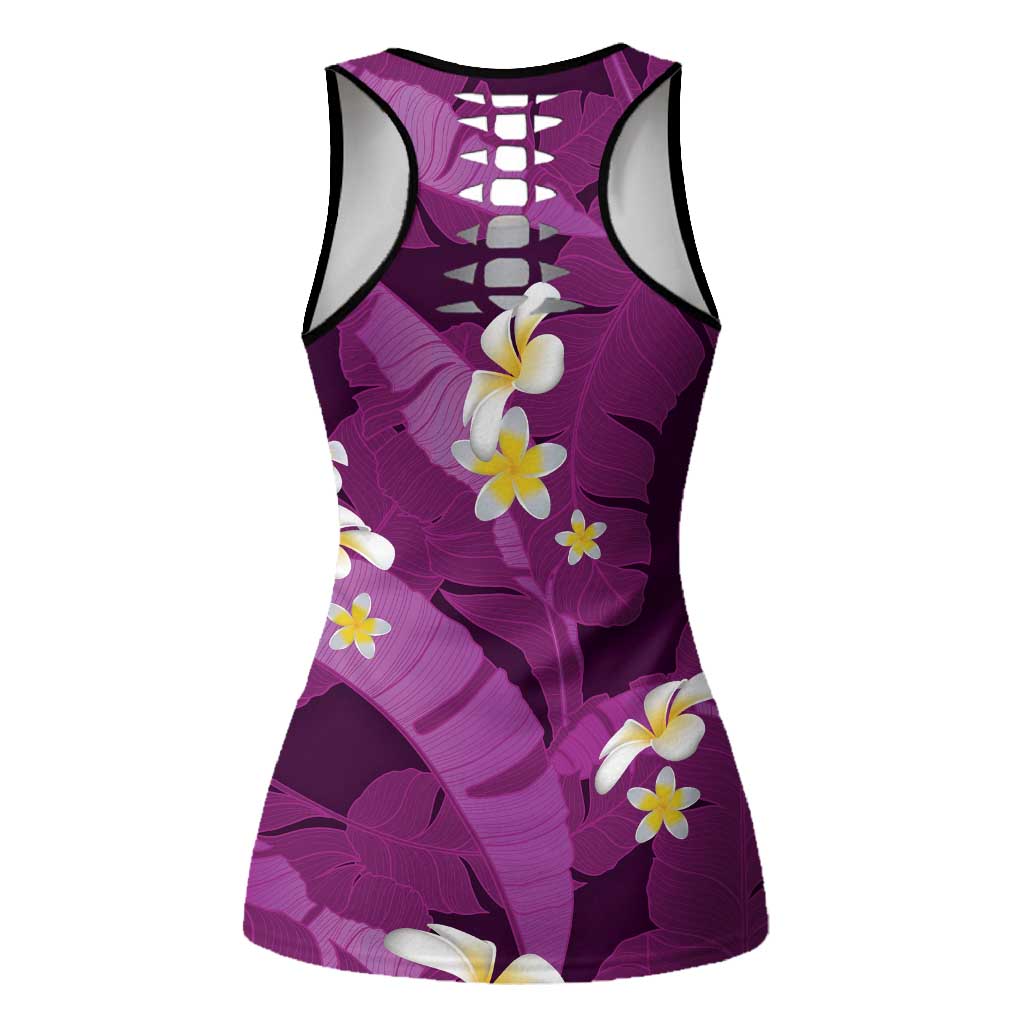 Purple Banana Leaf Hawaii Hollow Tank Top Lau Maia Plumeria Tropical Summer Vibes LT14 - Polynesian Pride