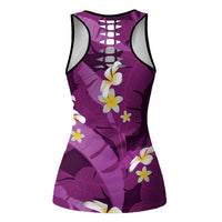 Purple Banana Leaf Hawaii Hollow Tank Top Lau Maia Plumeria Tropical Summer Vibes LT14 - Polynesian Pride
