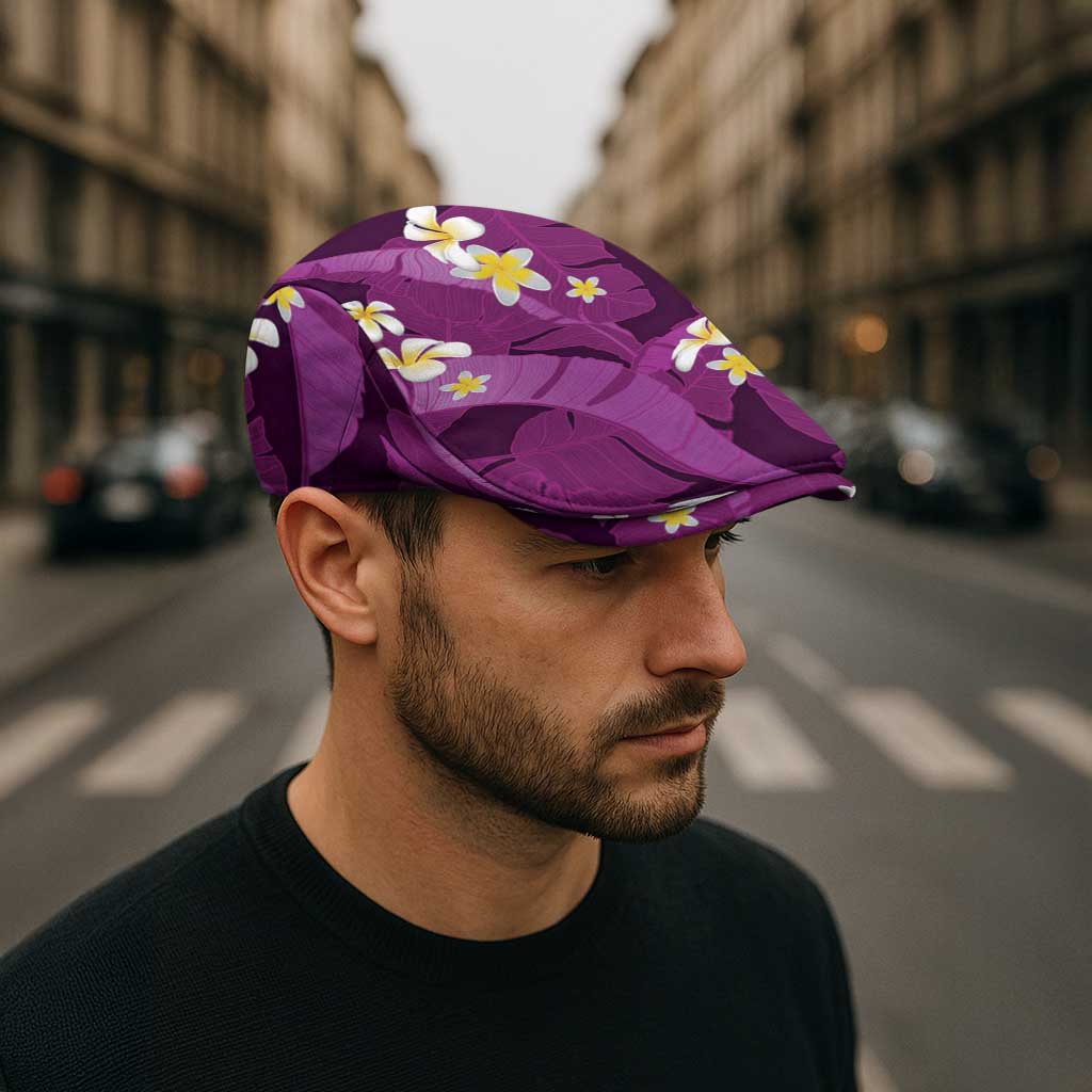 Purple Banana Leaf Hawaii Jeff Hat Lau Maia Plumeria Tropical Summer Vibes LT14 - Polynesian Pride
