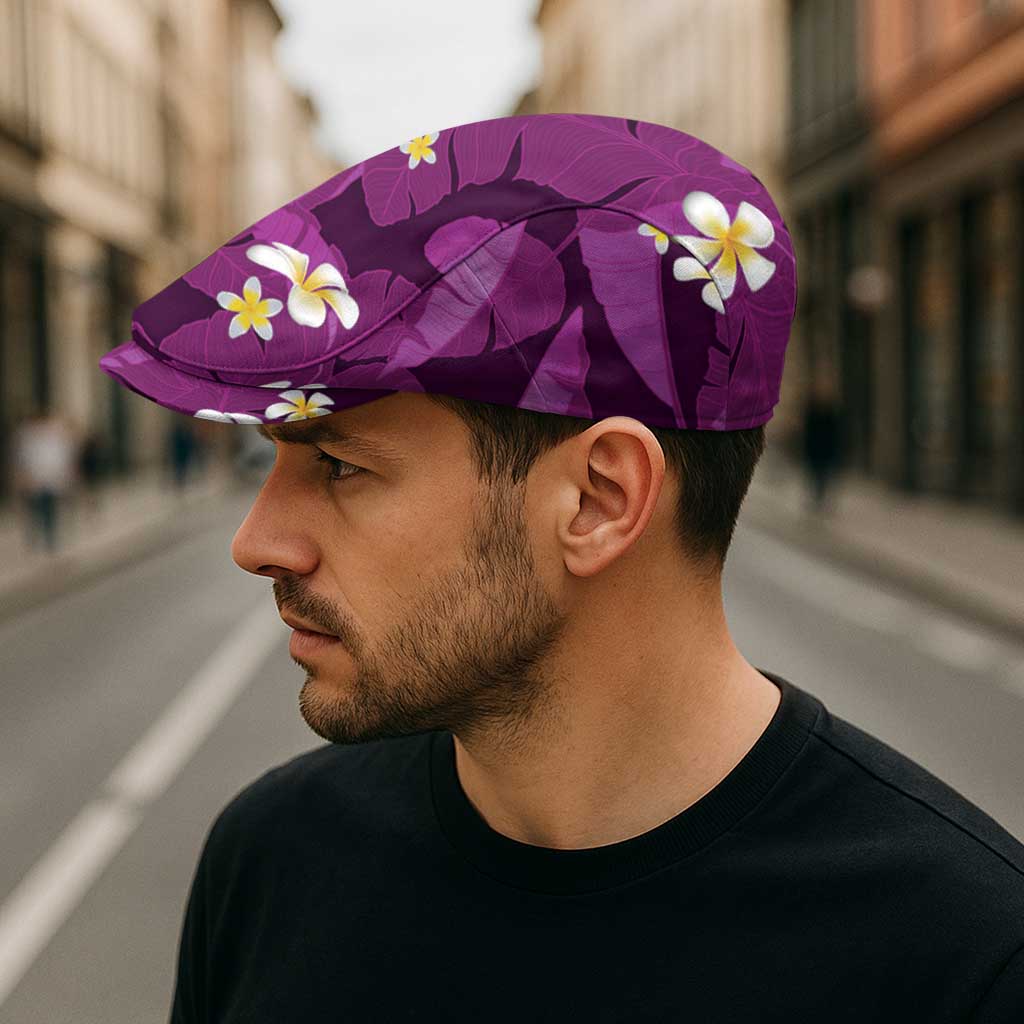 Purple Banana Leaf Hawaii Jeff Hat Lau Maia Plumeria Tropical Summer Vibes LT14 - Polynesian Pride