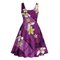 Purple Banana Leaf Hawaii Midi Dress Lau Maia Plumeria Tropical Summer Vibes LT14 - Polynesian Pride