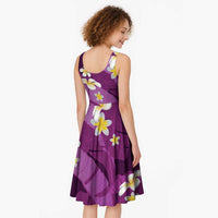 Purple Banana Leaf Hawaii Midi Dress Lau Maia Plumeria Tropical Summer Vibes LT14 - Polynesian Pride