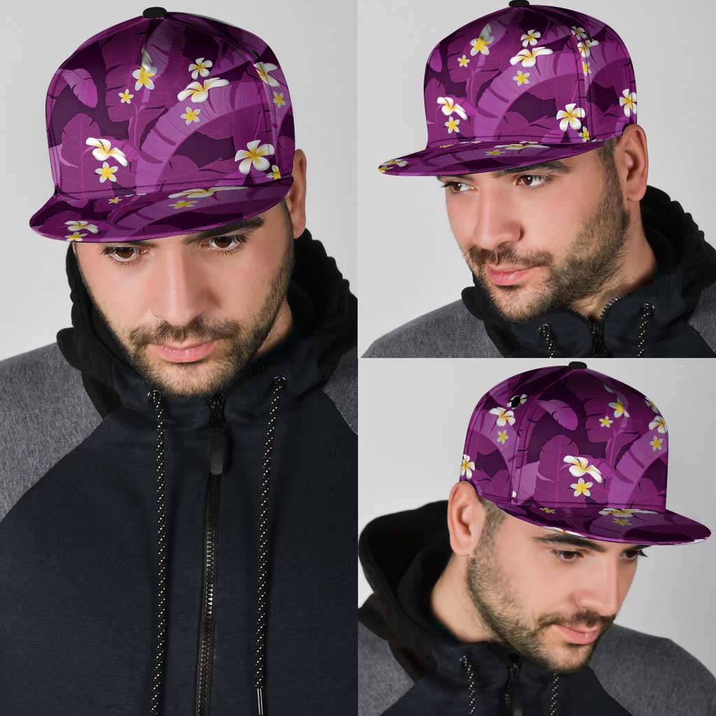 Purple Banana Leaf Hawaii Snapback Cap Lau Maia Plumeria Tropical Summer Vibes LT14 - Polynesian Pride