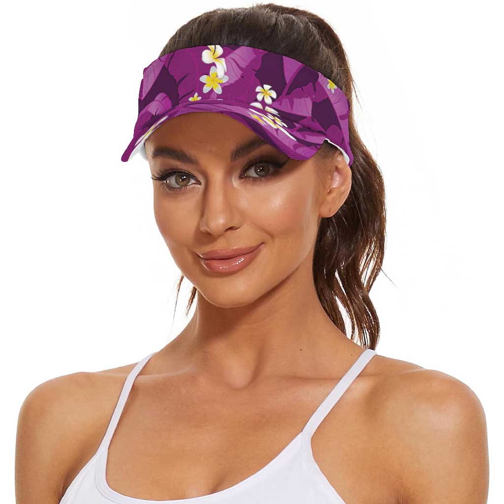 Purple Banana Leaf Hawaii Sun Visor Cap Lau Maia Plumeria Tropical Summer Vibes LT14 - Polynesian Pride