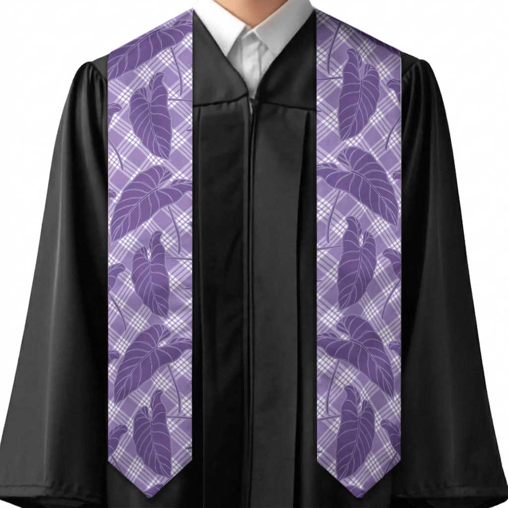 Purple Hawaii Kalo Palaka Motifs Graduation Stole Hawaiian Taro Leaves Elegant Vibes