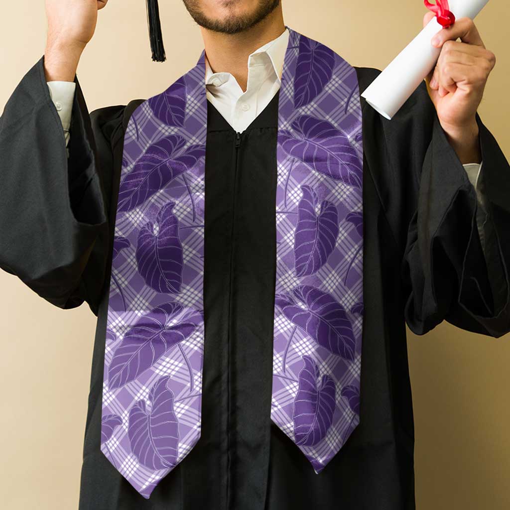 Purple Hawaii Kalo Palaka Motifs Graduation Stole Hawaiian Taro Leaves Elegant Vibes