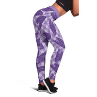 Purple Hawaii Kalo Palaka Motifs Leggings Hawaiian Taro Leaves Elegant Vibes