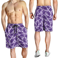 Purple Hawaii Kalo Palaka Motifs Shorts for Men Hawaiian Taro Leaves Elegant Vibes