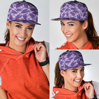 Purple Hawaii Kalo Palaka Motifs Snapback Cap Hawaiian Taro Leaves Elegant Vibes