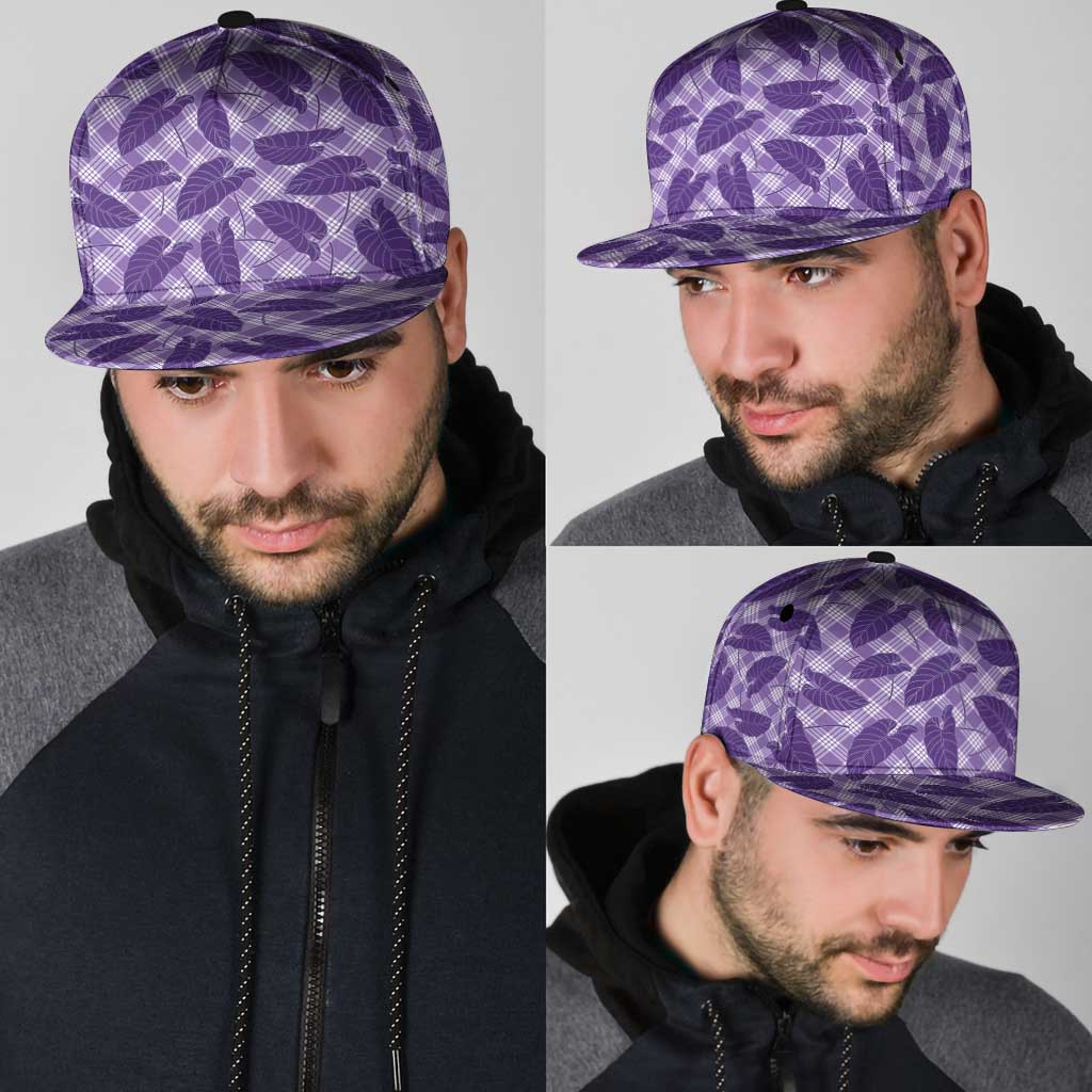 Purple Hawaii Kalo Palaka Motifs Snapback Cap Hawaiian Taro Leaves Elegant Vibes