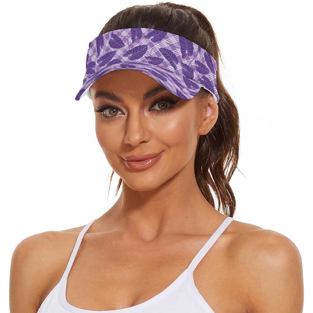 Purple Hawaii Kalo Palaka Motifs Sun Visor Cap Hawaiian Taro Leaves Elegant Vibes