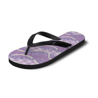 Purple Hawaii Palaka Honohono Pikake Flip Flops Hawaiian Orchid Lei Polynesian Pattern - Polynesian Pride