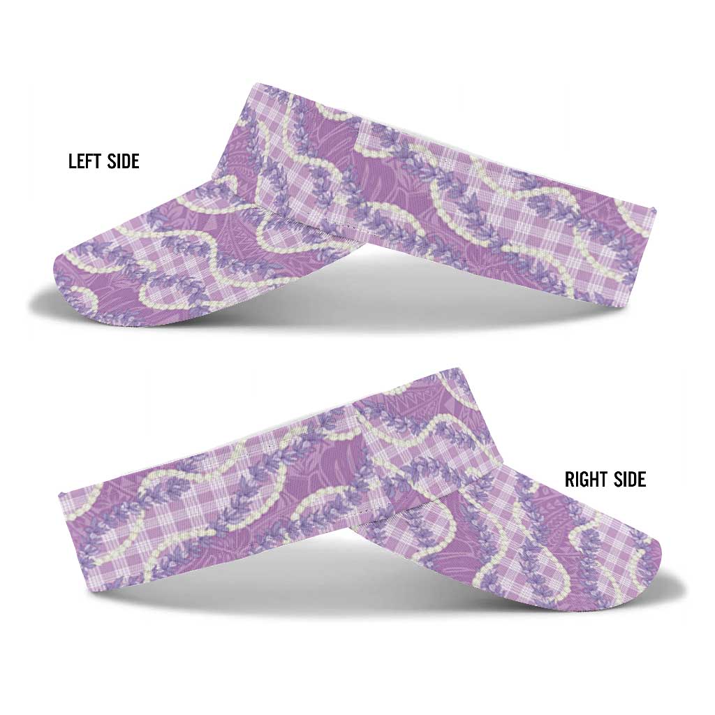 Purple Hawaii Palaka Honohono Pikake Sun Visor Cap Hawaiian Orchid Lei Polynesian Pattern