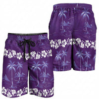 Purple Hawaii Palm Tree Hibiscus Shorts for Men Fantasy Summer Vibe LT01 - Polynesian Pride