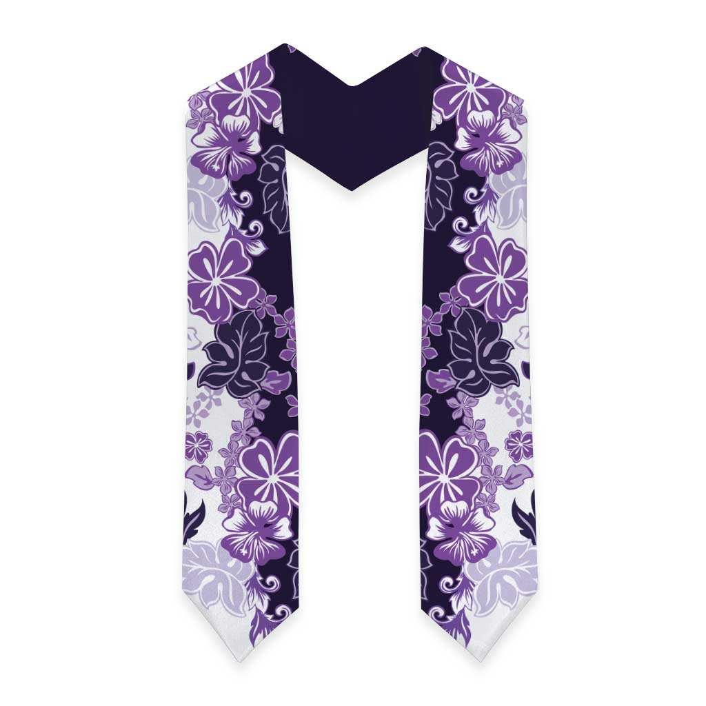 Purple Hibiscus Plumeria Floral Graduation Stole