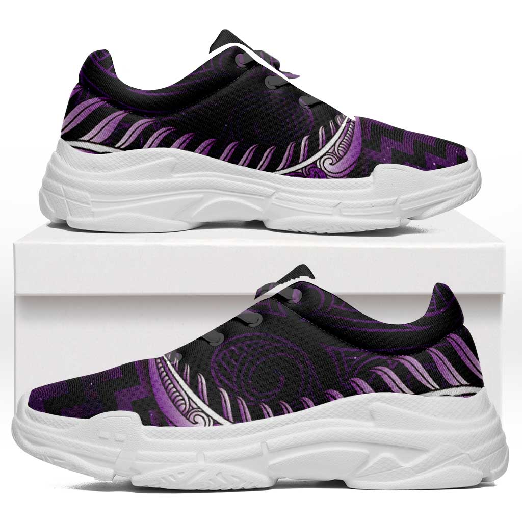 Purple Matariki New Zealand Chunky Sneakers Maori Poutama Galaxy Vibes