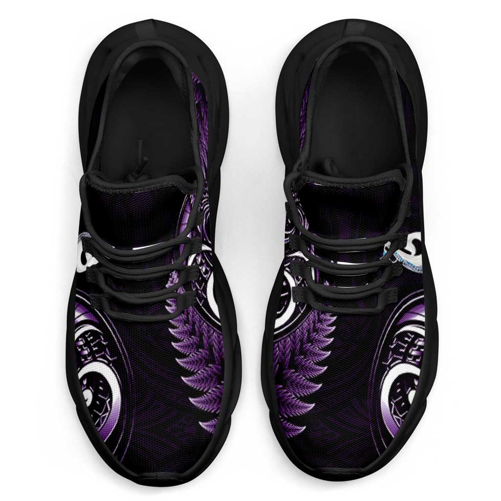 Purple New Zealand Clunky Sneakers Aotearoa Silver Fern With Manaia Maori Unique