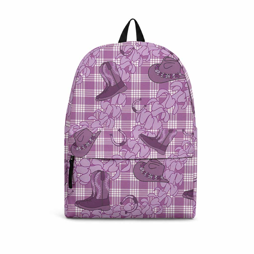 Purple Palaka Hawaii Cowboy Backpack Puakenikeni Lei Paniolo Papale Seamless Vibes LT14 Purple - Polynesian Pride