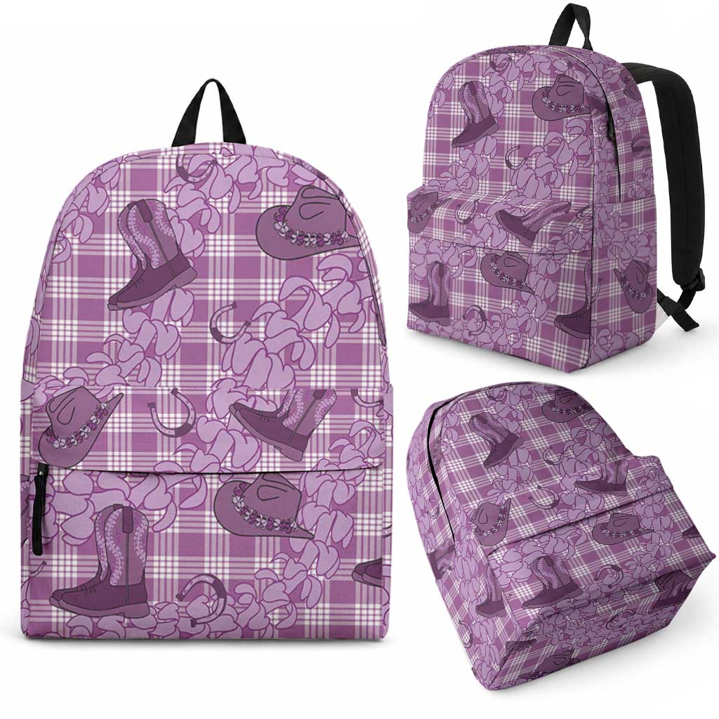 Purple Palaka Hawaii Cowboy Backpack Puakenikeni Lei Paniolo Papale Seamless Vibes LT14 - Polynesian Pride