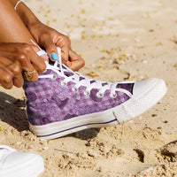 Purple Palaka Hawaii Cowboy High Top Shoes Puakenikeni Lei Paniolo Papale Seamless Vibes LT14 - Polynesian Pride