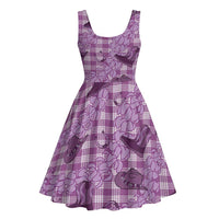 Purple Palaka Hawaii Cowboy Midi Dress Puakenikeni Lei Paniolo Papale Seamless Vibes LT14 - Polynesian Pride