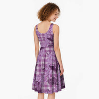 Purple Palaka Hawaii Cowboy Midi Dress Puakenikeni Lei Paniolo Papale Seamless Vibes LT14 - Polynesian Pride