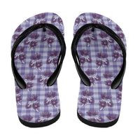 Purple Palaka Hawaii Flip Flops Hawaiian Lehua Blossoms