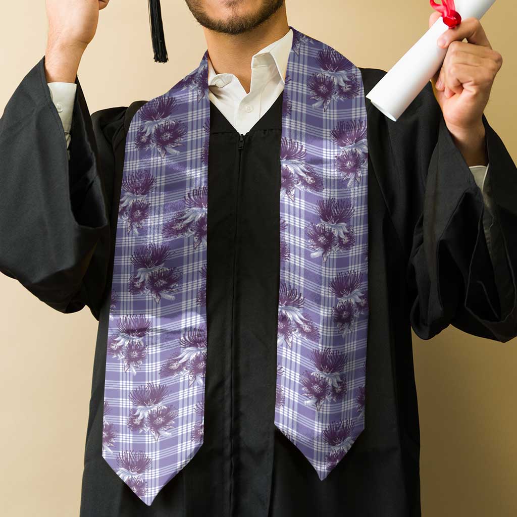 Purple Palaka Hawaii Graduation Stole Hawaiian Lehua Blossoms LT05