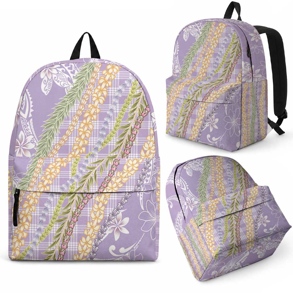 Purple Palaka Hawaii Leis Backpack Hawaiian-plaid Elegant Tropical Vibes LT14 - Polynesian Pride