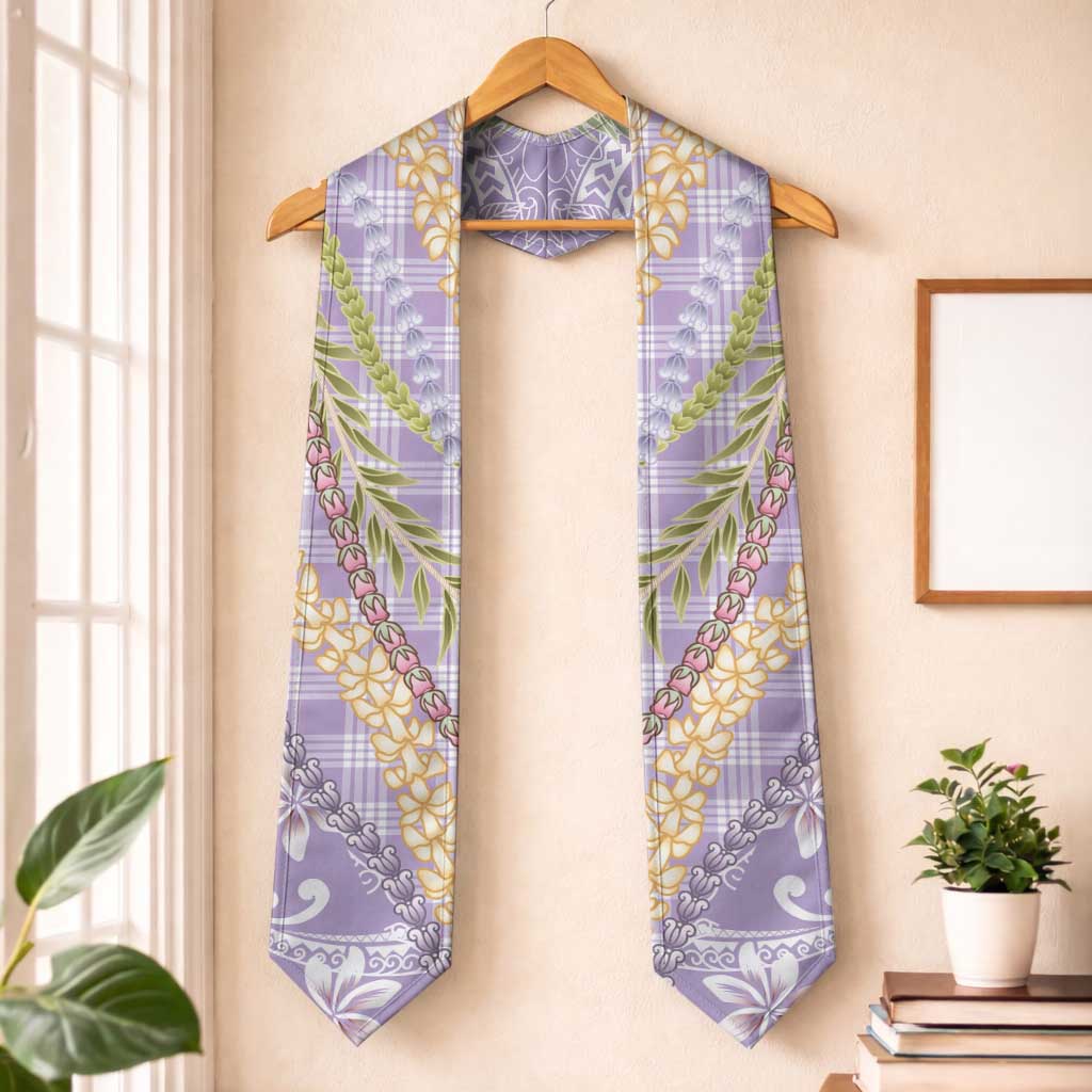 Purple Palaka Hawaii Leis Graduation Stole Hawaiian-plaid Elegant Tropical Vibes - Polynesian Pride