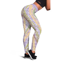 Purple Palaka Hawaii Leis Leggings Hawaiian-plaid Elegant Tropical Vibes - Polynesian Pride